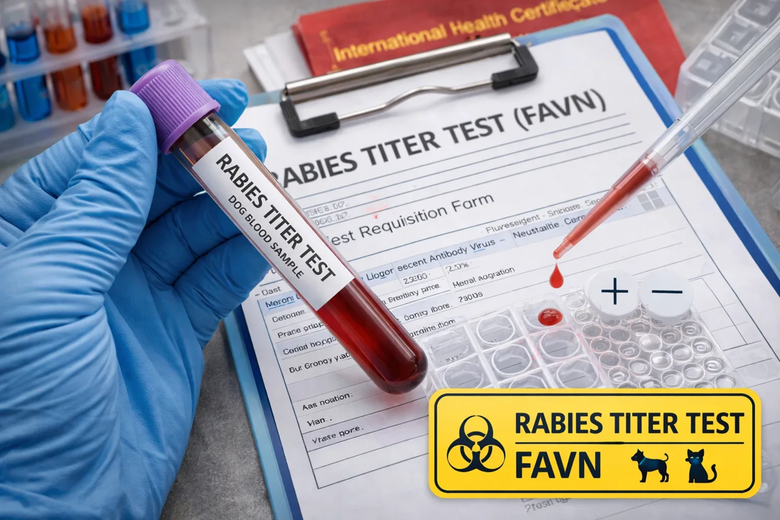 Mẫu máu xét nghiệm test kháng thể dại (Rabies Titer Test) cho thú cưng
